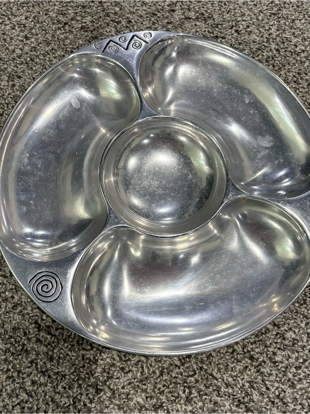 WILTON ARMETALE, REGGAE, ROUND, Multi Compartment SERVER 14” Dish Platter
